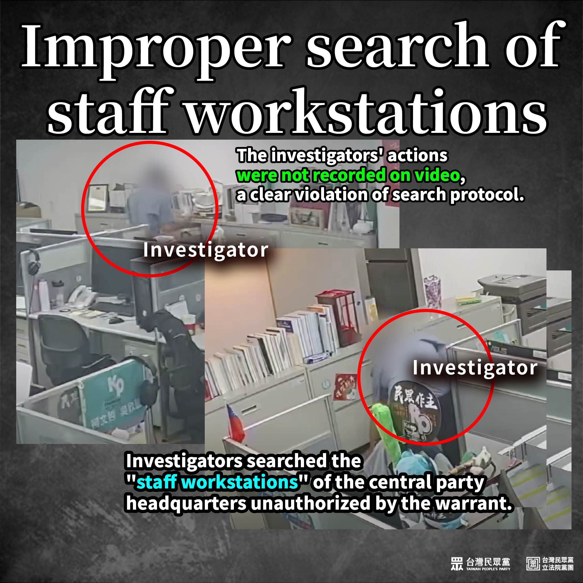 Improper search of staff workstations.